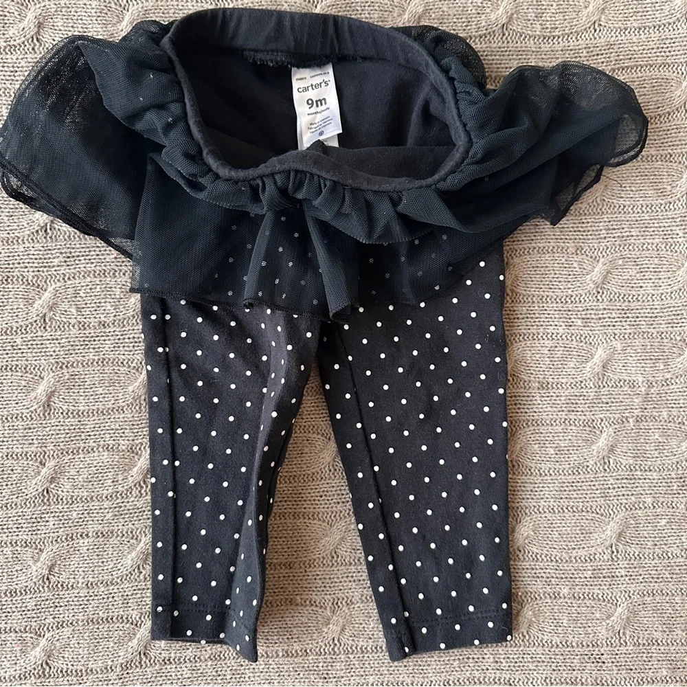 EUC 5pc Baby Girl Leggings Bundle, Pink & Purple, Black Tutu, 9 Months